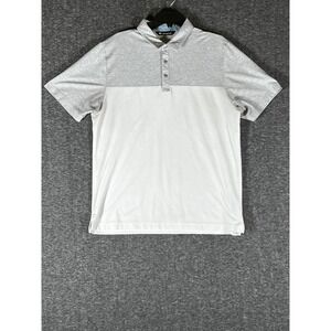 TravisMathew Mens‎ Colorblock Pima Cotton Blend Polo Shirt Grey White Size L